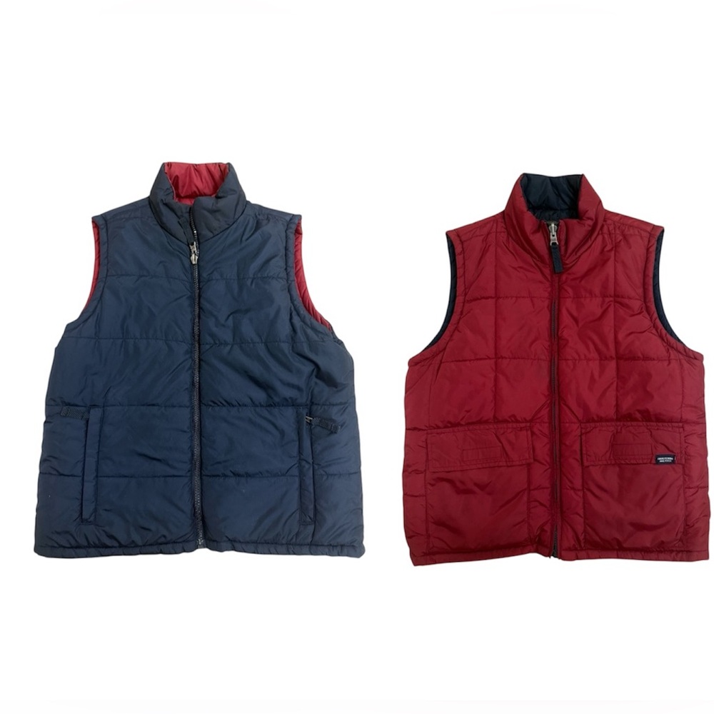 Vintage Abercrombie & Fitch Reversible Vest Unisex Small Y2K Navy/Red